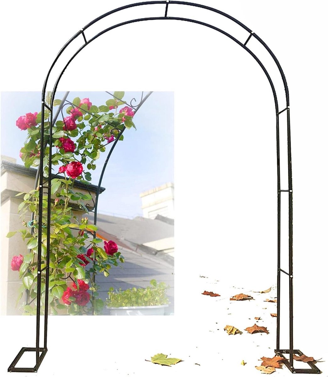 Tuinboog Metaal - Prieel Klimplanten - Decoratieve Tuin - Weerbestendig Staal - Diverse Maten - Zwart