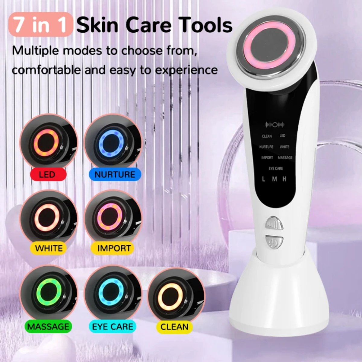 Huidverjongingsapparaat – SKINCARE 5 IN 1 - Facelift Apparaat Licht met EMS Therapie. Anti-age, egaliserend en huid zuiverend effect tegen acne.