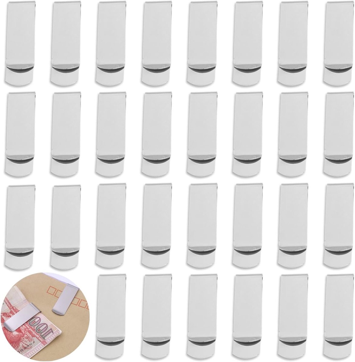 RVS Geldclip Set van 30 Stuks, Duurzaam en Elegant Ontwerp voor Organisatie en Veiligheid