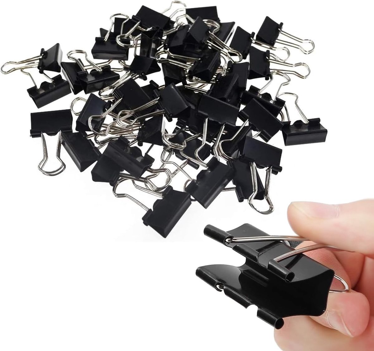 Set van 60 Zwarte Metalen Klemmen 25 mm voor Papier en Documenten