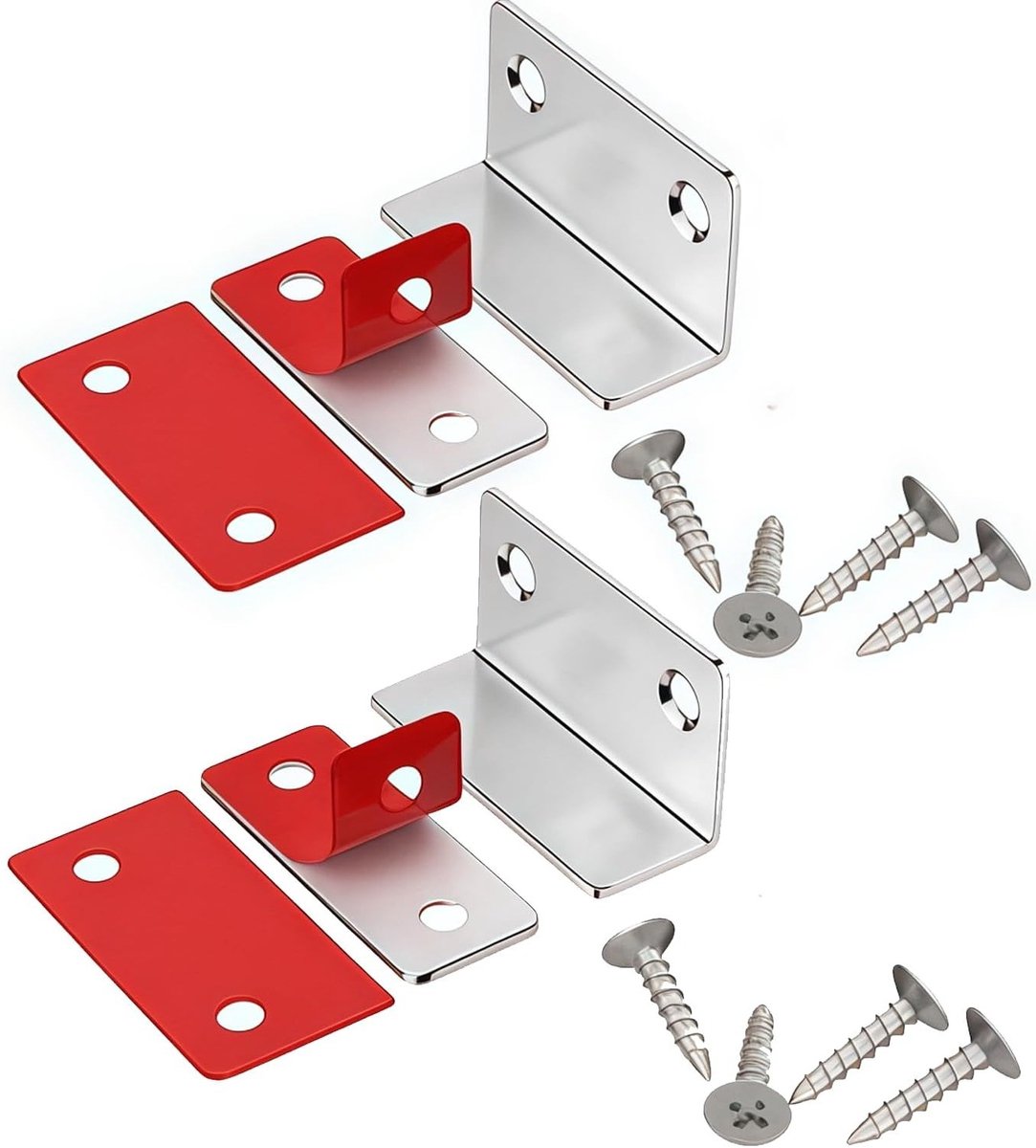 Set van 2 L-vormige magnetische deursluiters, ultra-dun zelfklevend voor laden, kasten en schuifdeuren, ideaal voor veilig afsluiten en eenvoudig gebruik