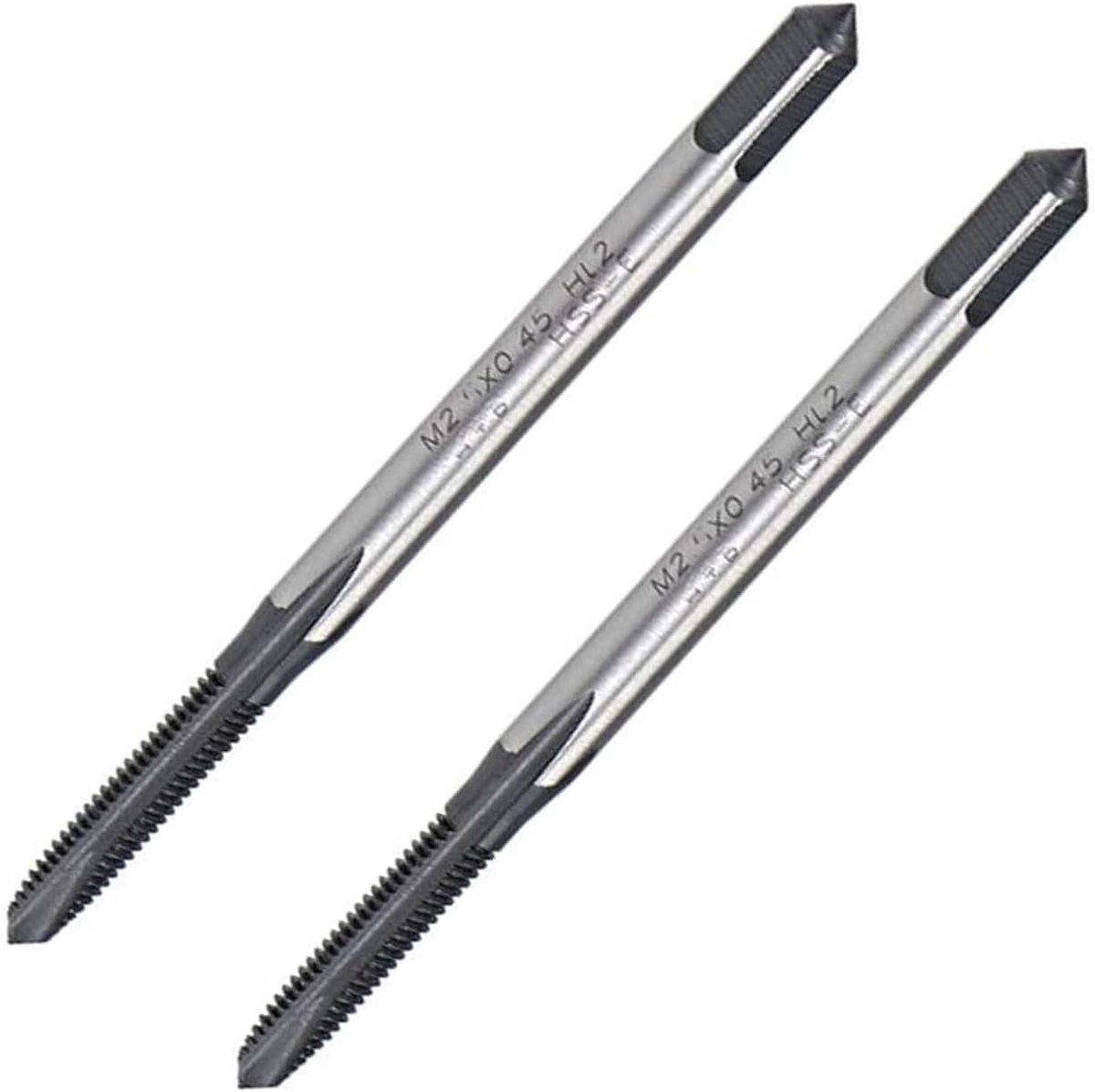 Set van 2 M2,5 x 0,45 spiraalpunt draadkranen, HSS TICN gecoat, ronde schacht voor metrische schroefreparatie en precisiewerk