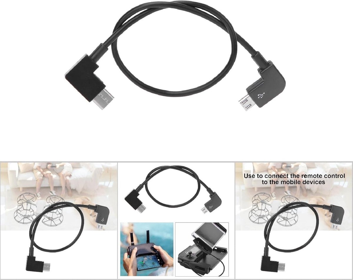 Vervangende USB-kabel voor drones, Micro USB naar Type-C, geschikt voor RC onderdelen en accessoires