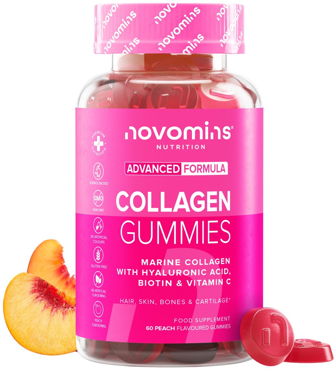Marien Collageen, Type I Gehydrolyseerd Collageen, 60 Gummies, Halal, Getest door Eurofins, Novomins
