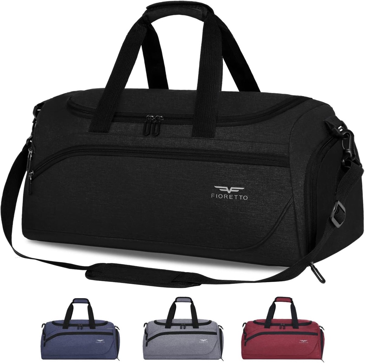 SnelShoppen - FIORETTO 35 l/50 l sporttas & reistas voor dames en heren met schoenenvak en nat vak, waterdichte tas voor training, gym, reizen, zwemme