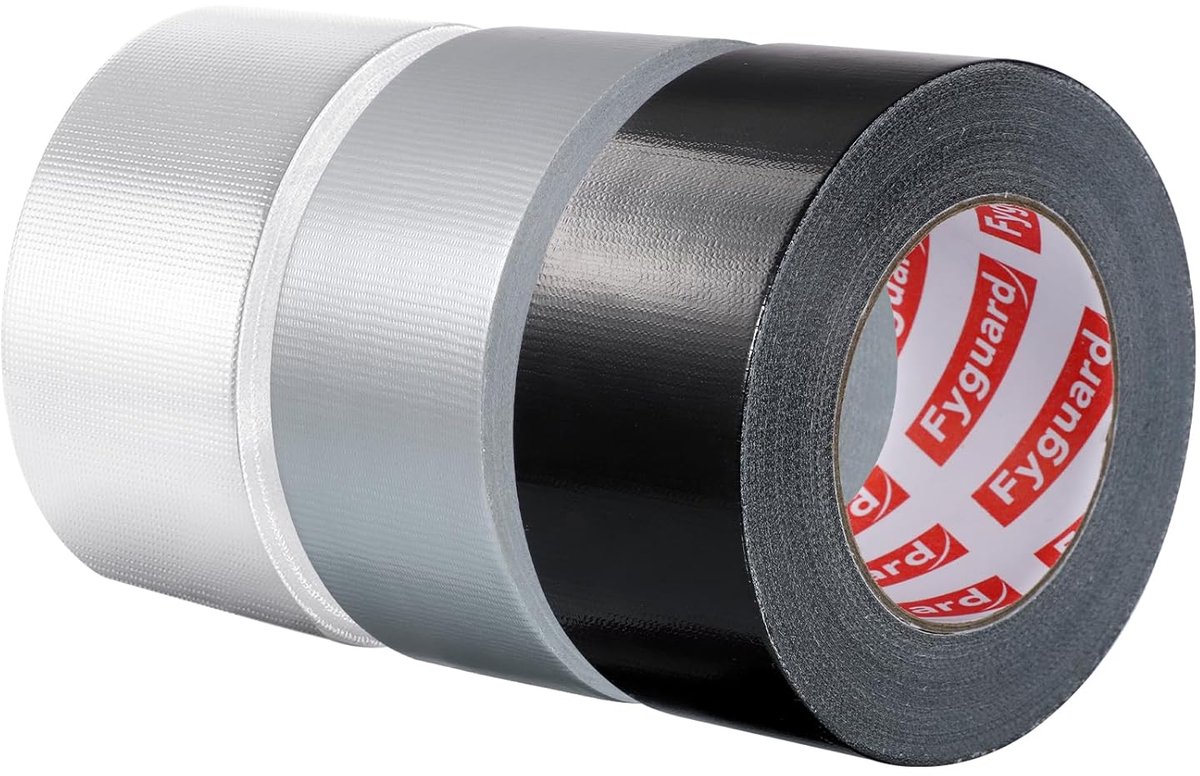 Thijox - 3-delige rol pantsertape 48 mm x 18 m, waterdichte reparatape, sterke 210 μ weefselband, zwart, ideaal voor binnen en buiten, huishouden, tui
