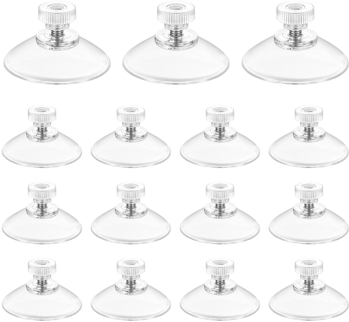 Thijox - 15-pack Transparante Zuignappen Ø 40mm met Schroefdraad, Sterke Zuignappen voor Ramen, Herbruikbaar en Geschikt voor Auto en Raamdecoratie