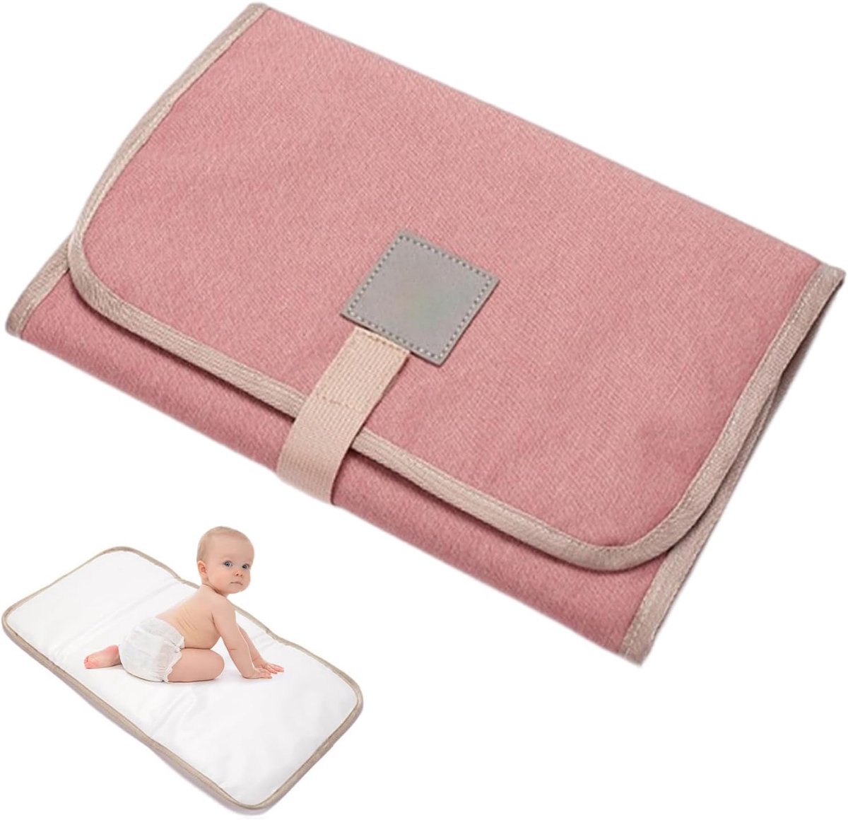 Thijox - Draagbare Aankleedmat voor Baby's - Ademend, Wasbaar en Herbruikbaar - Compact Aankleedkussen voor Onderweg - Roze Babydeken voor Peuters