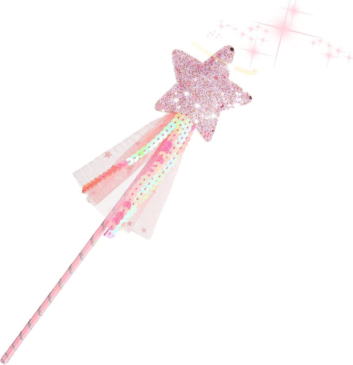 Magische prinsessenstaaf met glitters - Feestelijke lichtgevende ster voor verjaardags- en kostuumaccessoires voor meisjes