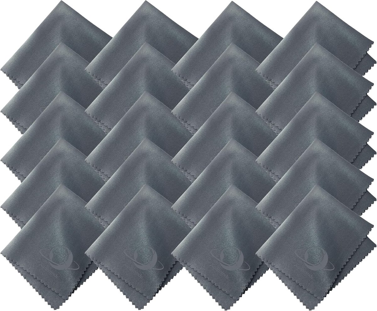 Microvezel brillendoekjes 15x17.5 cm - 20 stuks - grijs - perfect voor het reinigen van brillen en schermen - ShopVlot