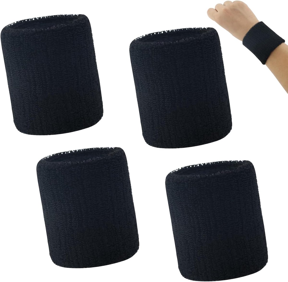 Zweetbanden set van 4 - elastisch materiaal - uitstekende vochtabsorptie - ideaal voor fitness - ShopVlot