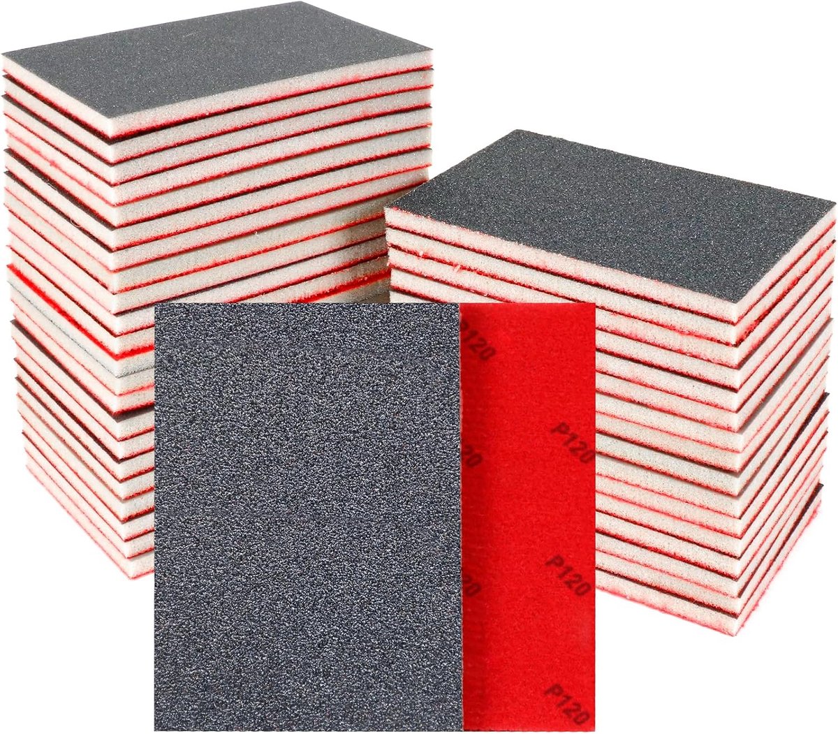 24 Piece Scouring Sponge Set - 120 Grit Sanding Pads, Flexible Sandpaper Block Coarse and Fine, Foam Sanding Pads - ShopVlot
