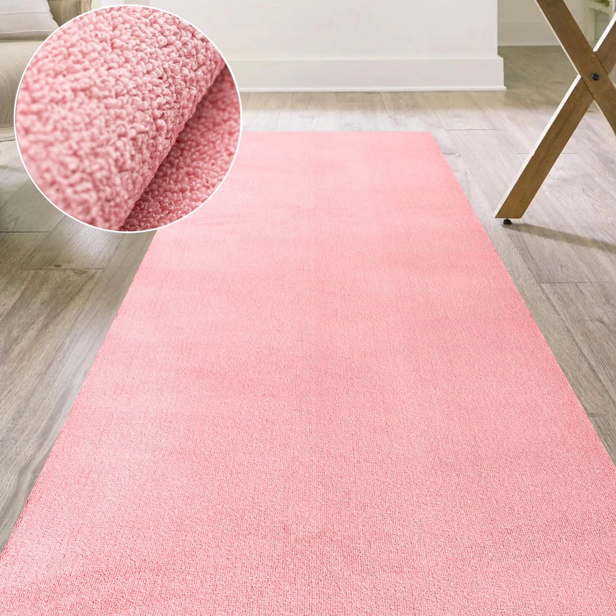 ANRO Badmat Roze 90x400cm Dun 3mm Antislip Douchemat Microvezel Wasbaar