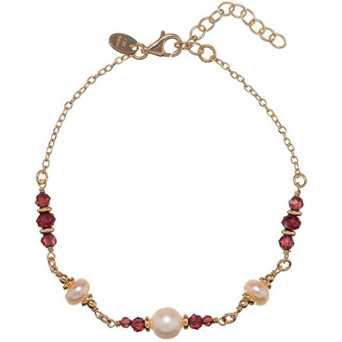 ALISIA AL5182.01.029 GOLD-PLATED ARMBAND MET RODE GRANAAT EN PARELS 1 STUK