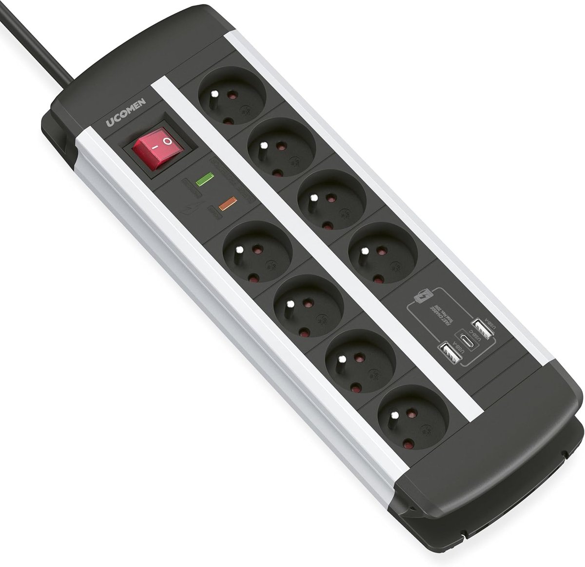 SnelShoppen - 9-Weg Stopcontactstrip met 3 USB Poorten, Kind Veilige Aarde, 1.5 m Kabel, Ideaal voor Thuis, Kantoor en Reizen