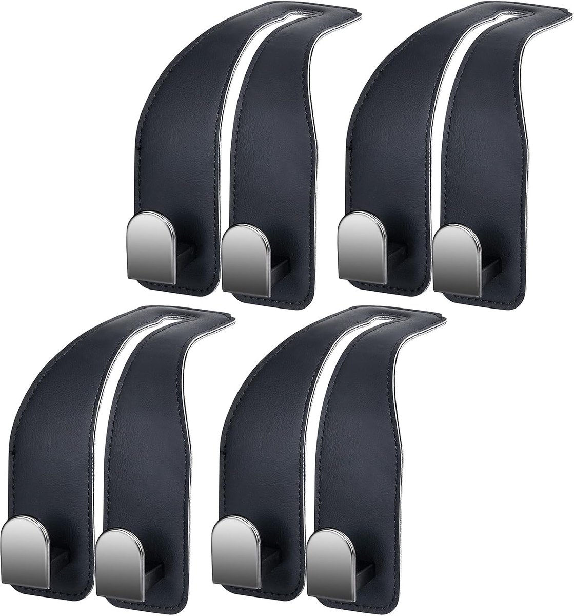 SnelShoppen - Car Hooks voor Hoofsteun, Zwarte Organizer voor Auto, Lederen Achterbank Hangers, Handtas, Umbrella, Kleding, Jas, Boodschappen, 2 Stuks