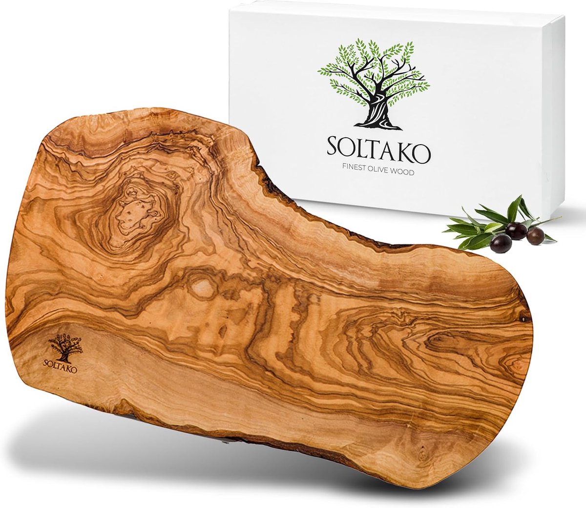 SnelShoppen - Olijfhouten Snijplank Catania 35-38cm - Handgemaakt, Natuurlijke Kleur, Steak- en Ontbijtbord, Serveerplank voor Keuken en Feestjes