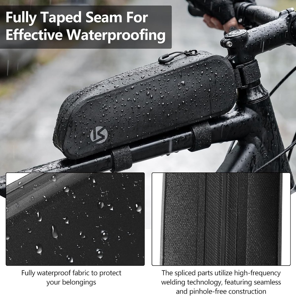 Waterdichte fietstas voor bovenbuis, 1,2 liter, ideaal voor e-bike, mountainbike en racefiets, handige fietsaccessoires
