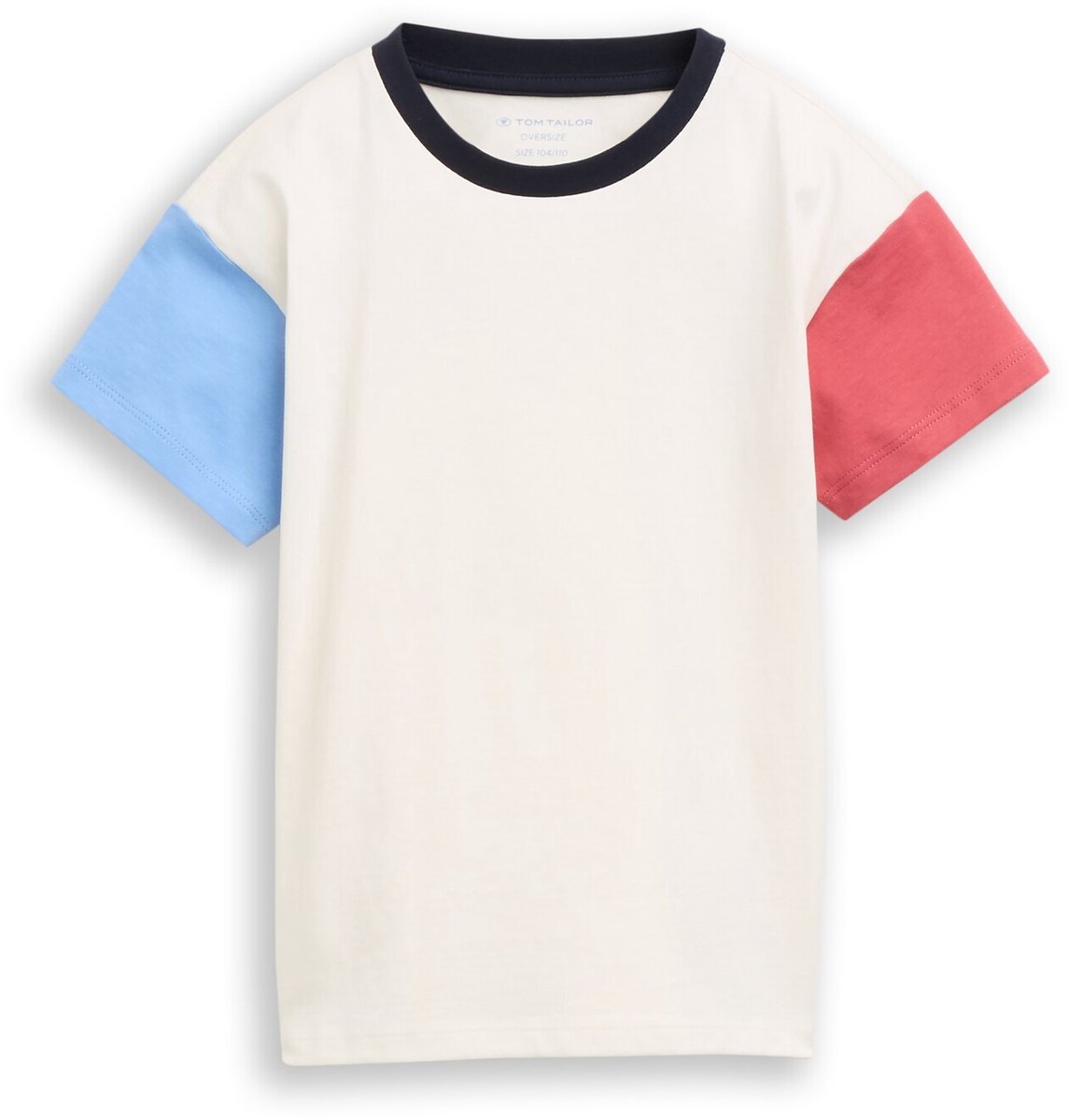 Tom Tailor - Oversized T-shirt met colour blocking - Maat 92/98 - Wool White