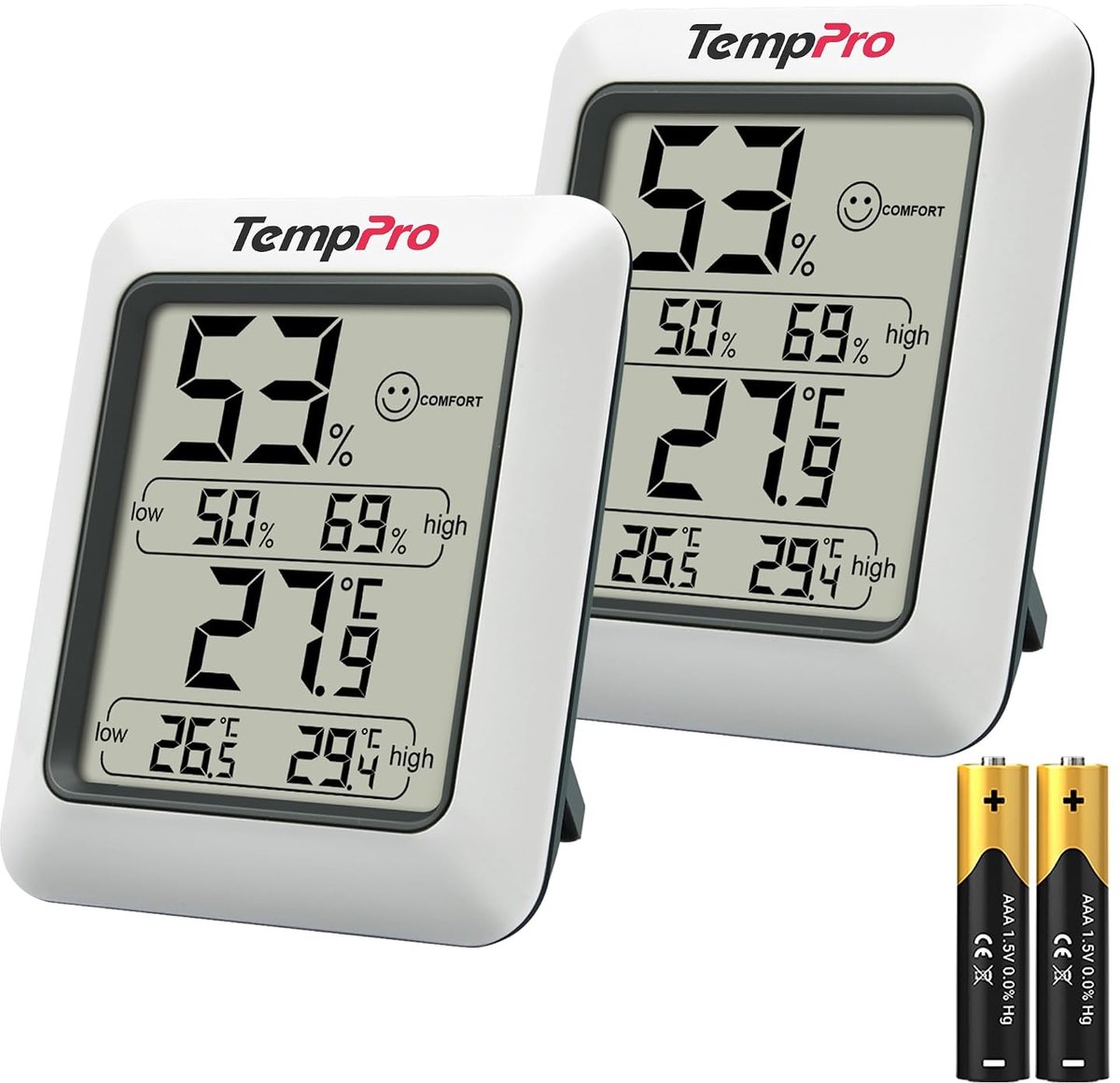 SnelShoppen - ThermoPro TP50 Digitale Thermo-Hygrometer, Nauwkeurige Binnenthermometer en Hygrometer met Min/Max Opslag voor Thuiskantoor, Babykamer,