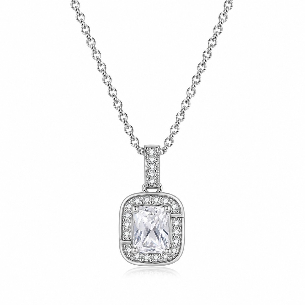 LGT JWLS - Dames ketting met hanger - Zilverkleurig - Wit zirkonia