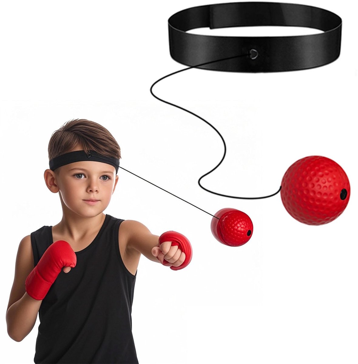 Reageerbal voor training met verstelbaar hoofdband, voor fitness en vechtsport (Rood)