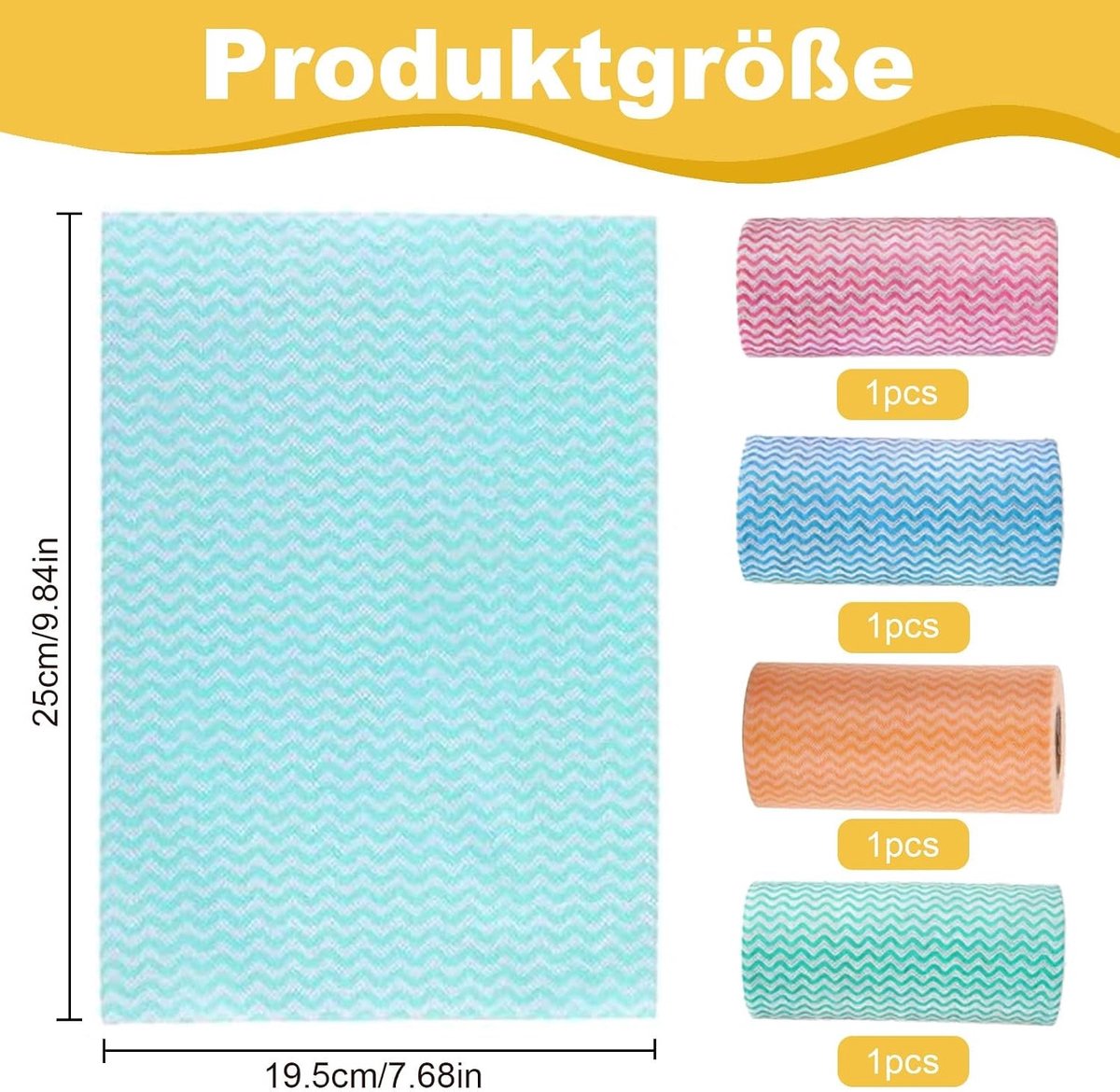 Papieren Doekjes op Rol - Multicolor - 20 x 25 cm - Vliesstof - Voor Huishoudelijk Gebruik