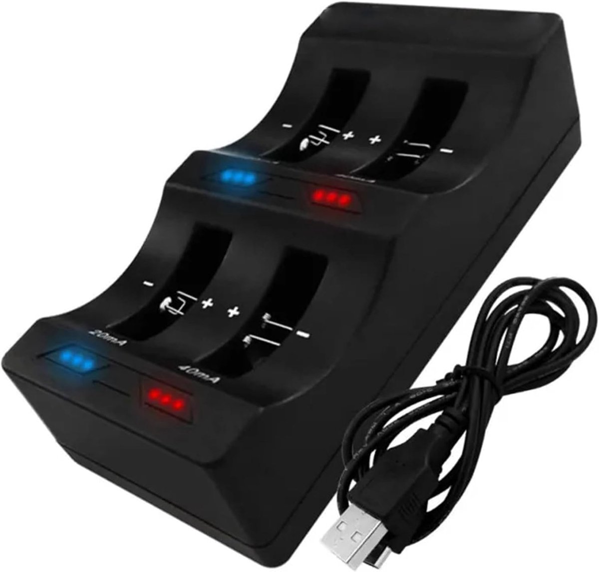 Acculader voor Batterijen - Zwart - Geschikt voor Diverse Accutypes - Met LED-laadstatusindicator - Voor Thuisgebruik