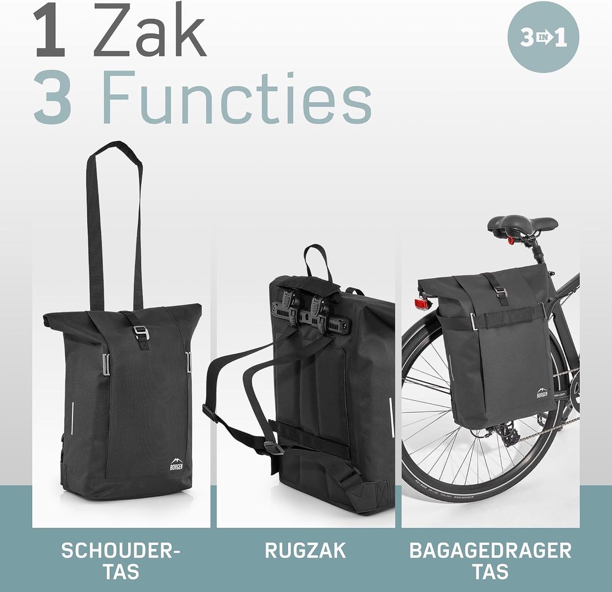 Lifestyle Fietstas - Zwart - 28 liter - Waterbestendig met Uitneembare Laptoptas - Voor Bagagedrager en Alledaags Gebruik