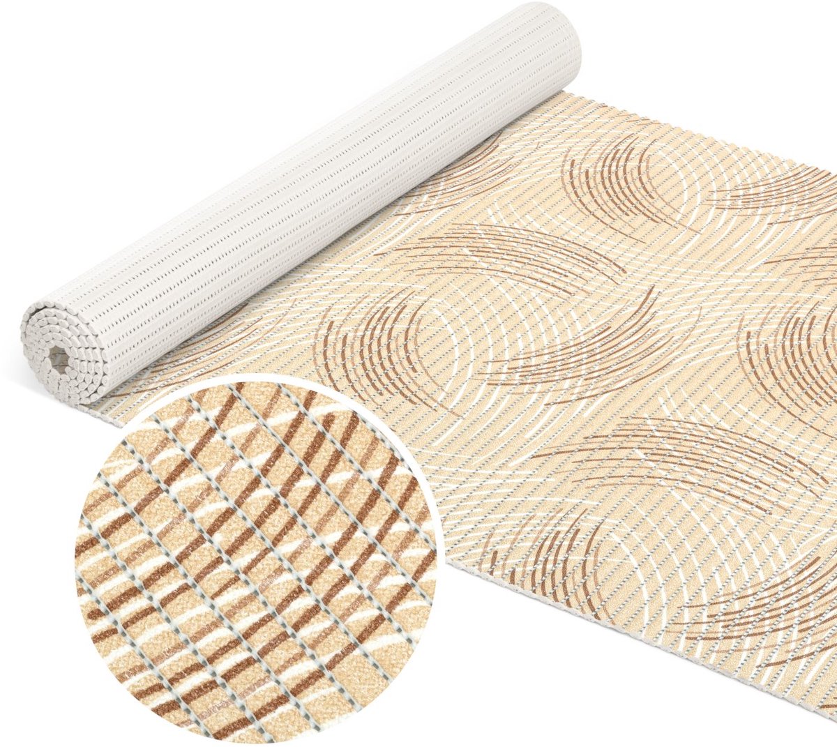 ANRO Badmat Cirkels Beige 65x100cm Antislip Douchemat Afwasbaar Sneldrogend