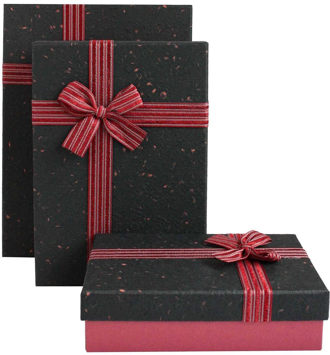 Solidchoice - Set van 3 Luxe Cadeau Dozen in Bordeaux met Zwarte Deksel