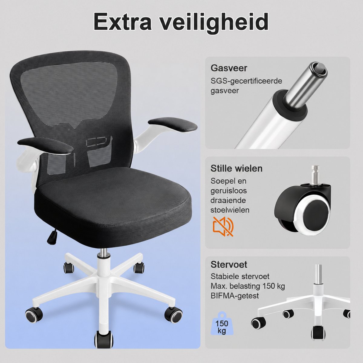 Durrafy Ergonomische Bureaustoel met Lendensteun en - afbeelding 2