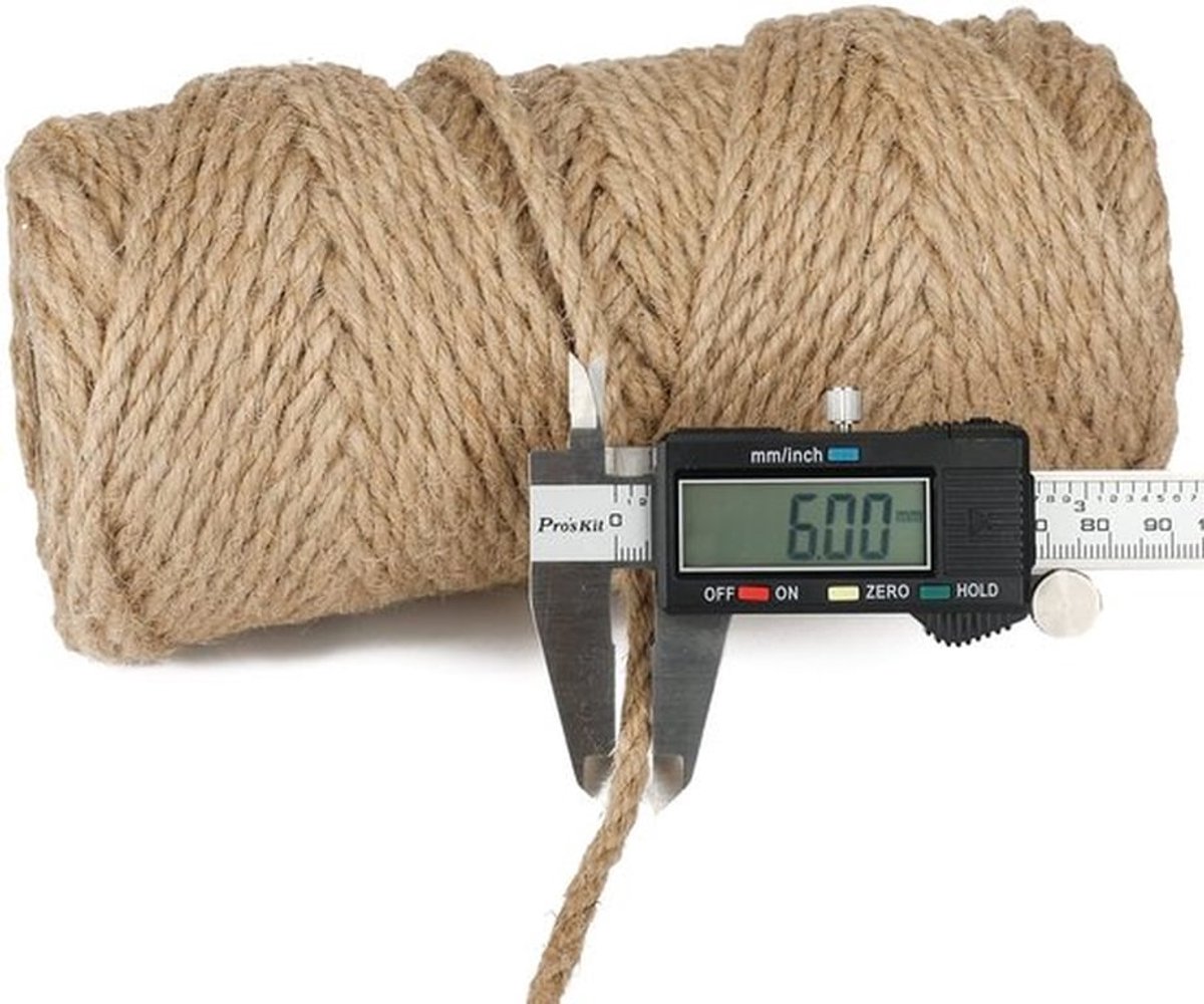 Jute Touw 6 mm - 50 m Natuurlijk - Duurzaam - Ambachten - Tuinieren - Goede Grip - Milieuvriendelijk