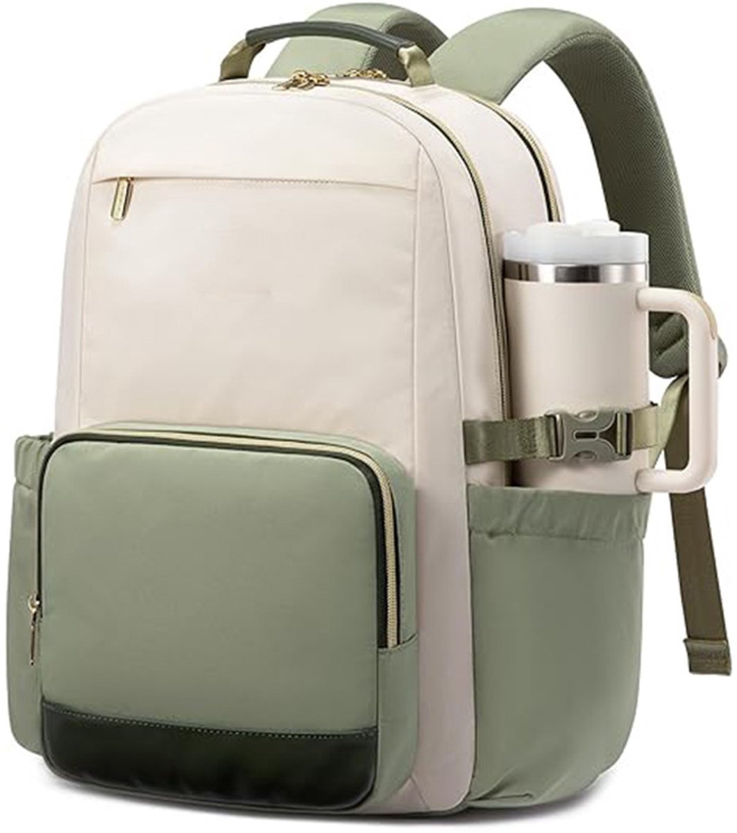 Claoner Damesrugzak - 17-inch laptop - Grote capaciteit - Lichtgewicht - Korte reizen - Groen