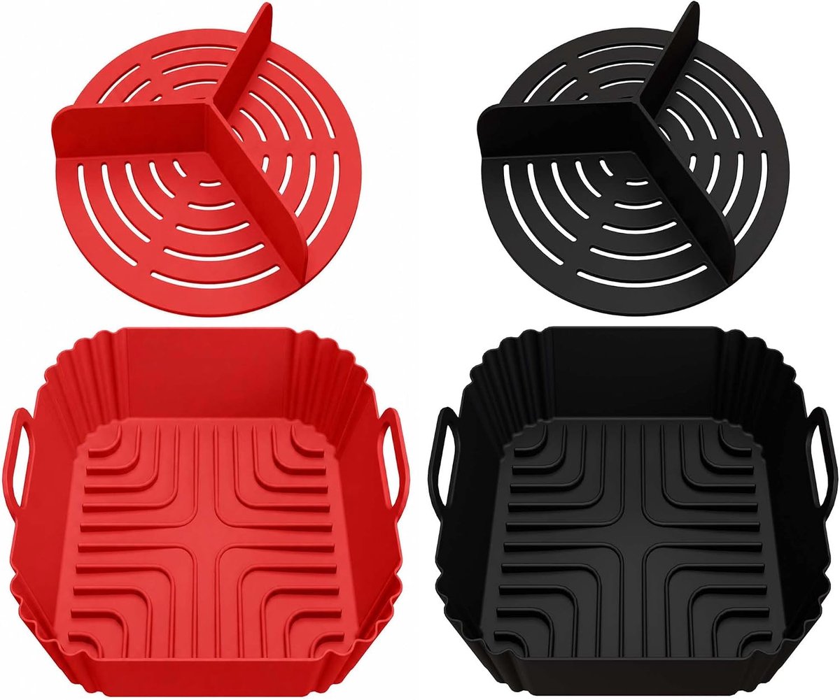 Claoner Airpan voering - 2 stuks - Silicone - Vierkant met scheider - Herbruikbaar - Rood Zwart