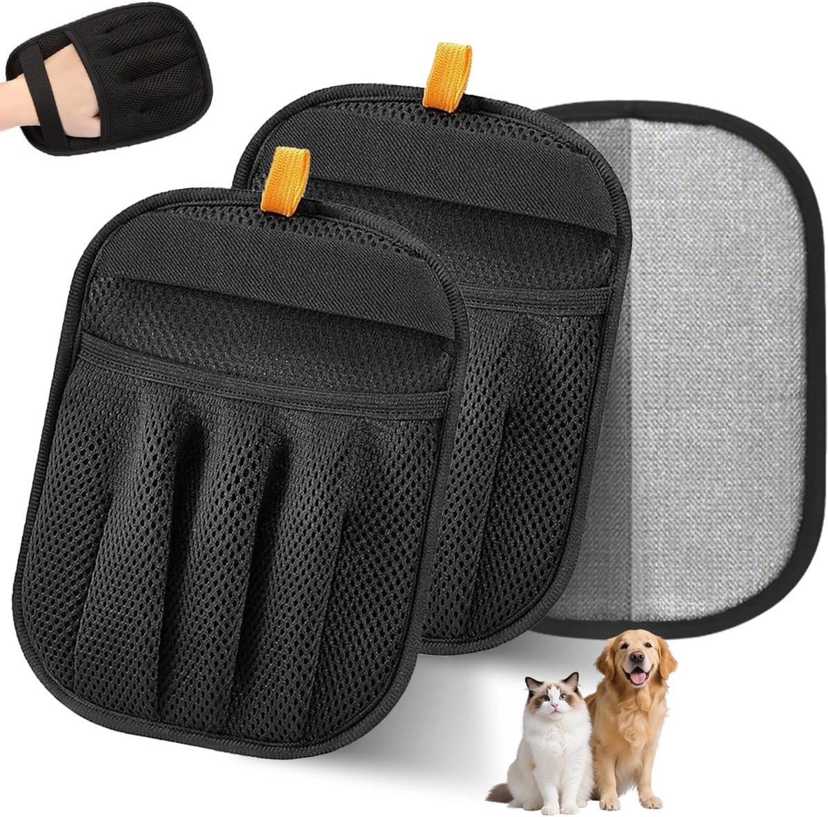 Claoner Huisdier ontharingshandschoen - 2 stuks - Herbruikbaar - Voor honden katten - Diepe reiniging - Geen plakrol