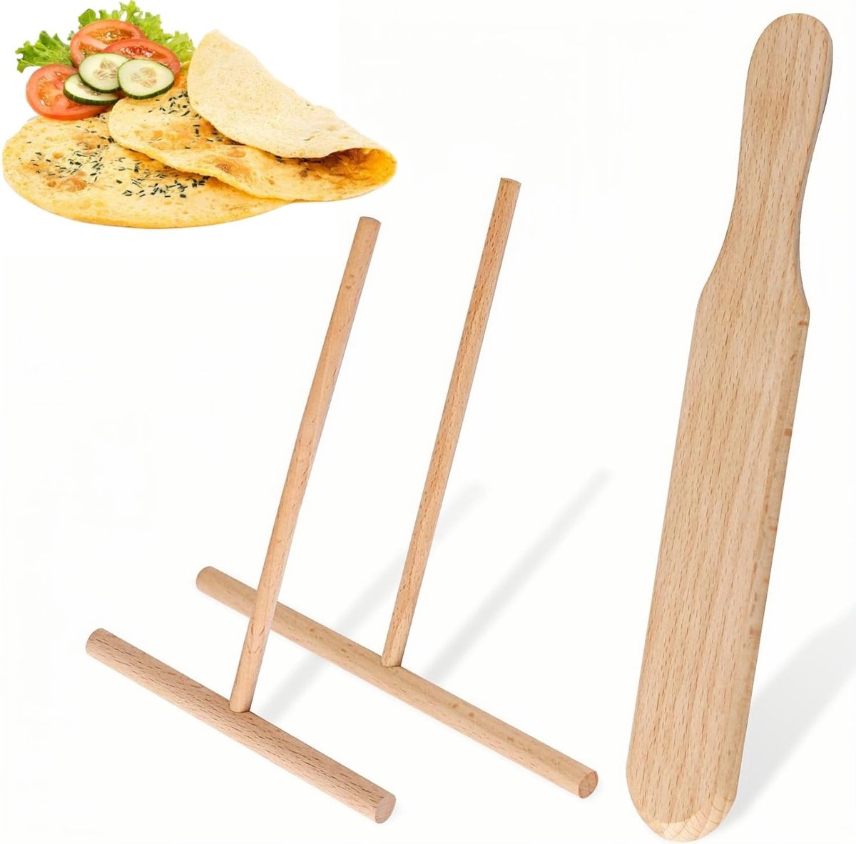 Solidchoice - Set van 3 Houten Pannen Rakes