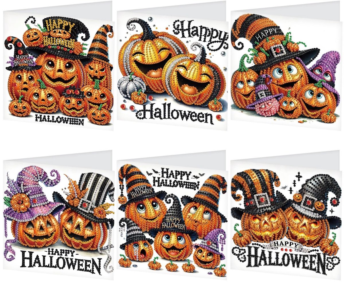 Solidchoice - Diamond Painting Wenskaarten Halloween met Pompoenen