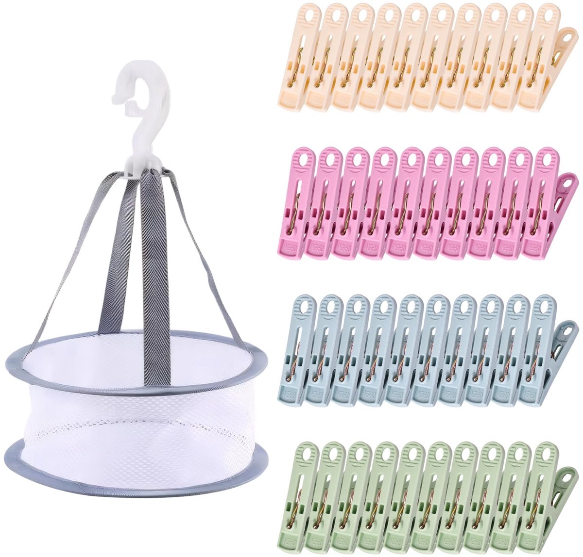 Solidchoice - 40 Stuks Plastic Kleding Knijpers met Mand