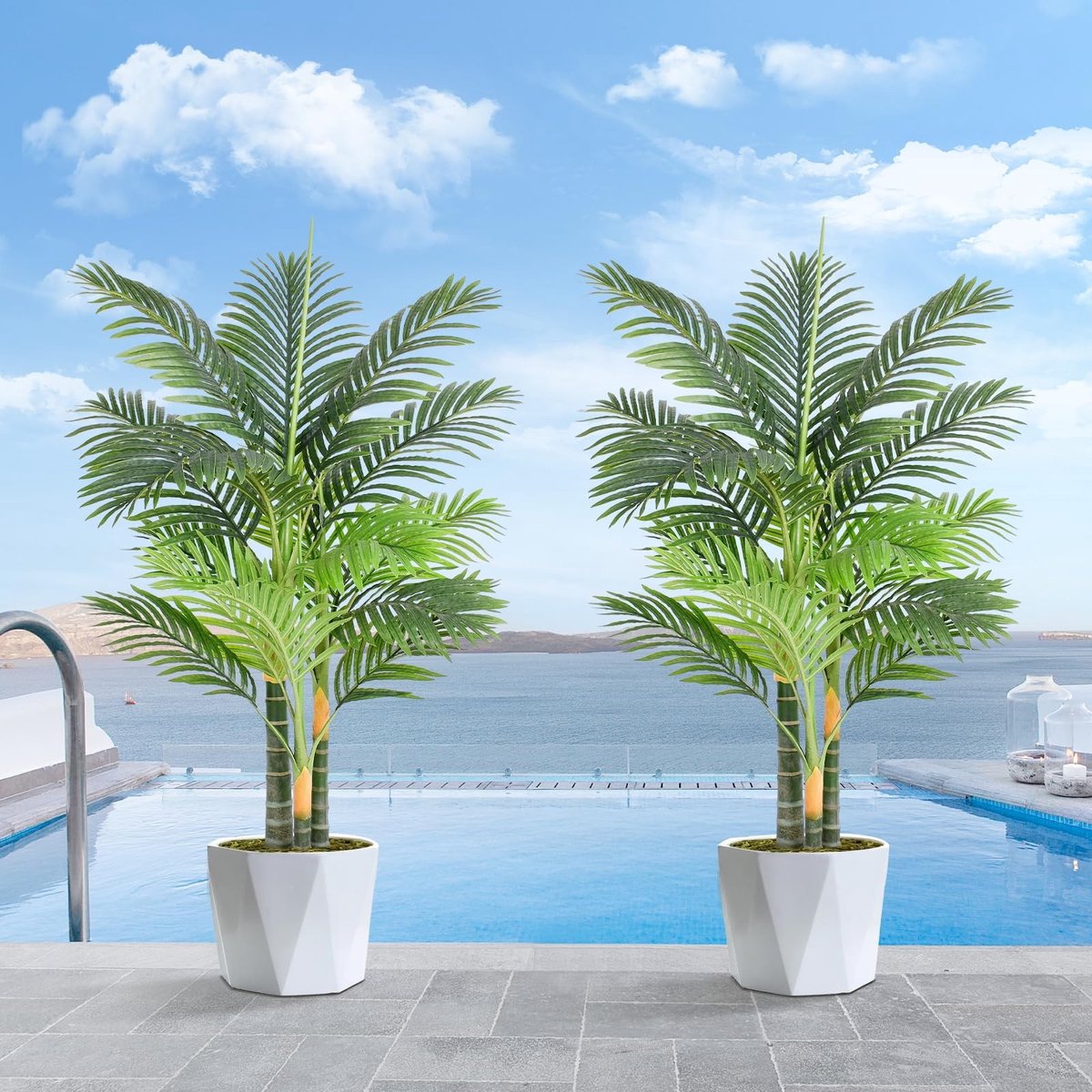 Solidchoice - Kunstmatige Palmboom 120 cm Set van 2 voor Binnen en Buiten