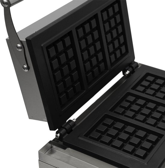 HCB® - Professioneel horeca Wafelijzer voor 4 Luikse wafels - Wafelmaker van RVS / INOX - 27x38x23.5 cm (DxBxH) - 20 kg - 9628 van HCB — afbeelding 2
