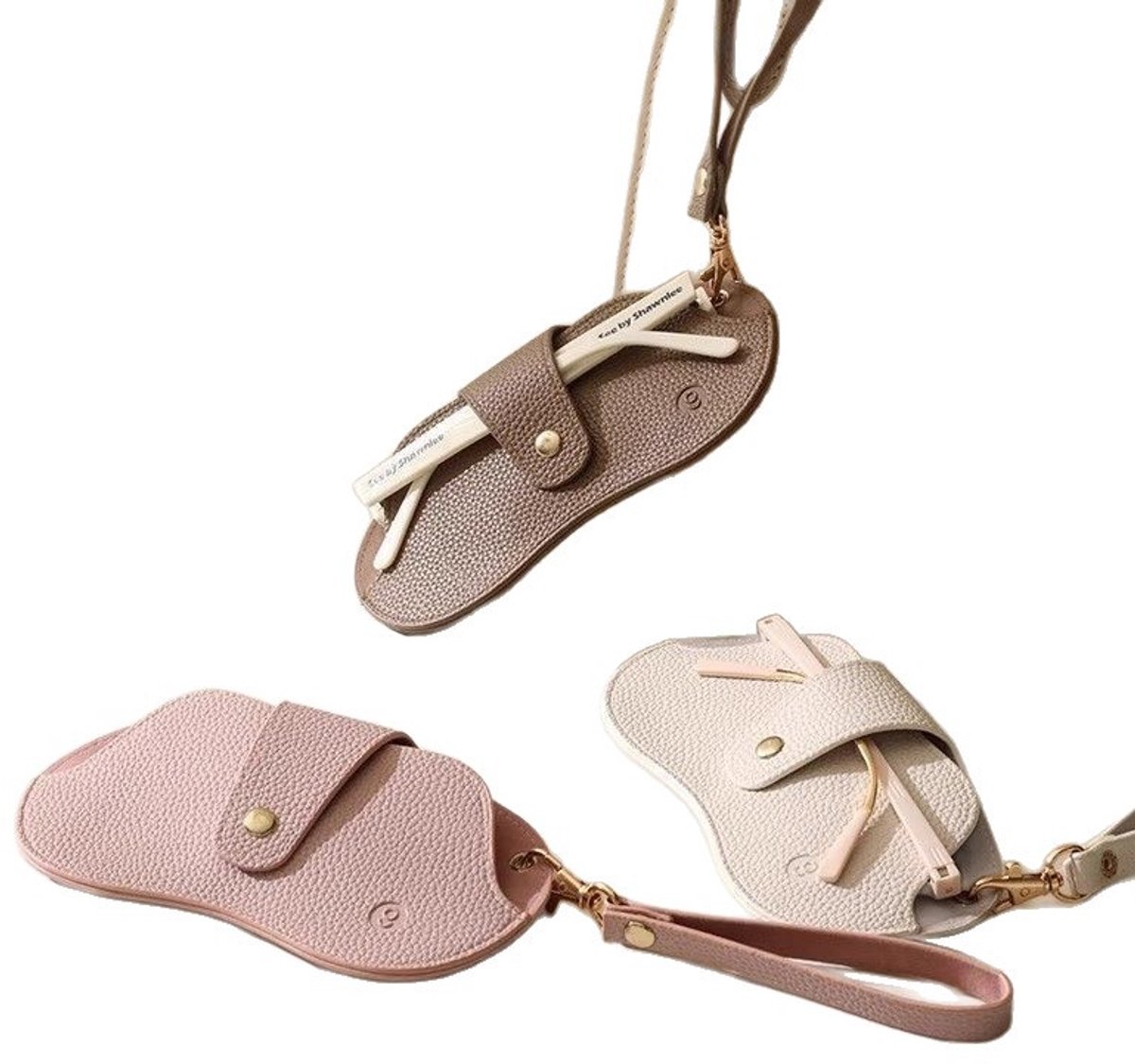 LISM-Set van 3 zachte leren zonnebriltasjes, draagbare slanke brillenetuis | Draagbare zonnebriltasjes