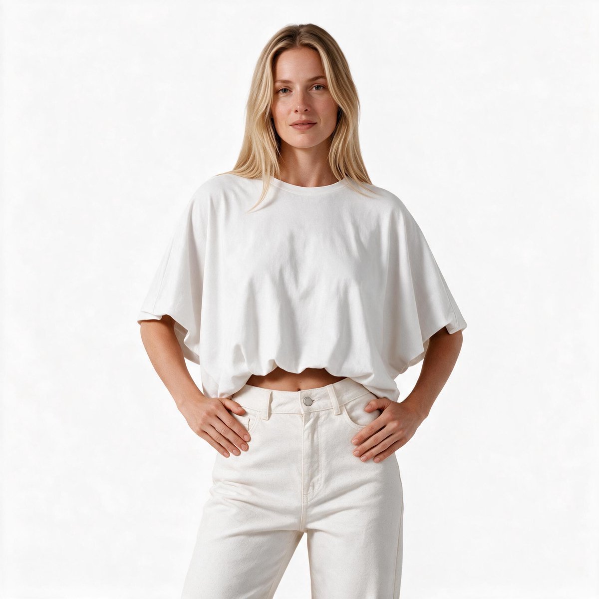 Imily Bela Dames Oversized Croptop met Wijde Korte Mouwen