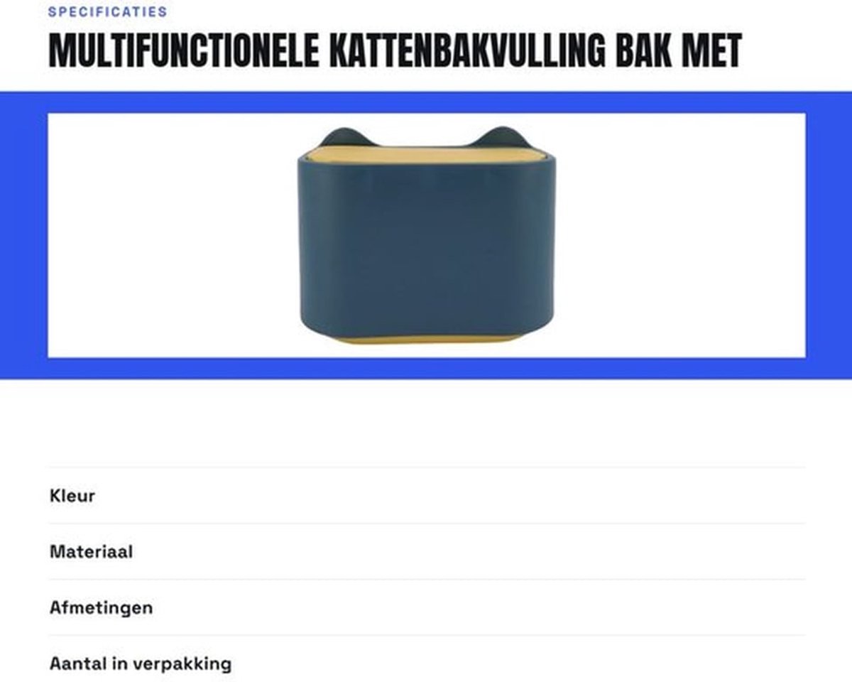 Kattenbakvulling Geurbesturingsontwerp - Afvalbak - Multifunctionele Container - Stevige Constructie - Compacte Afmetingen - Luchtdichte Deksel