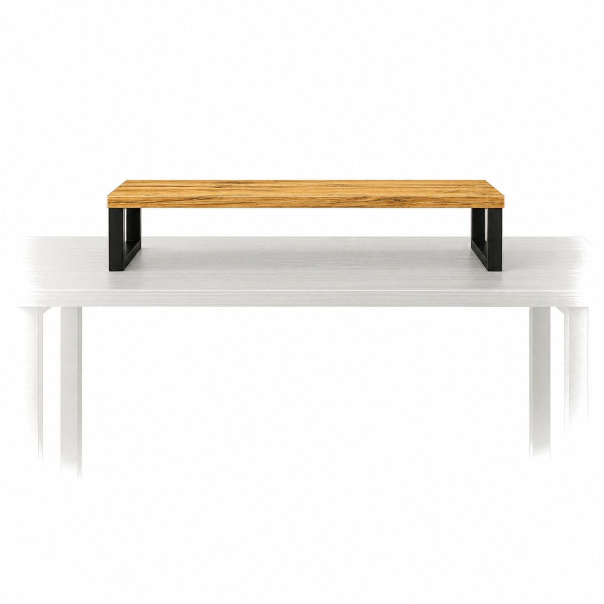 Begryf - Monitorstandaard - Eikenkleur - MDF en metaal - 90 x 20 x 10 cm - Ruimtebesparend