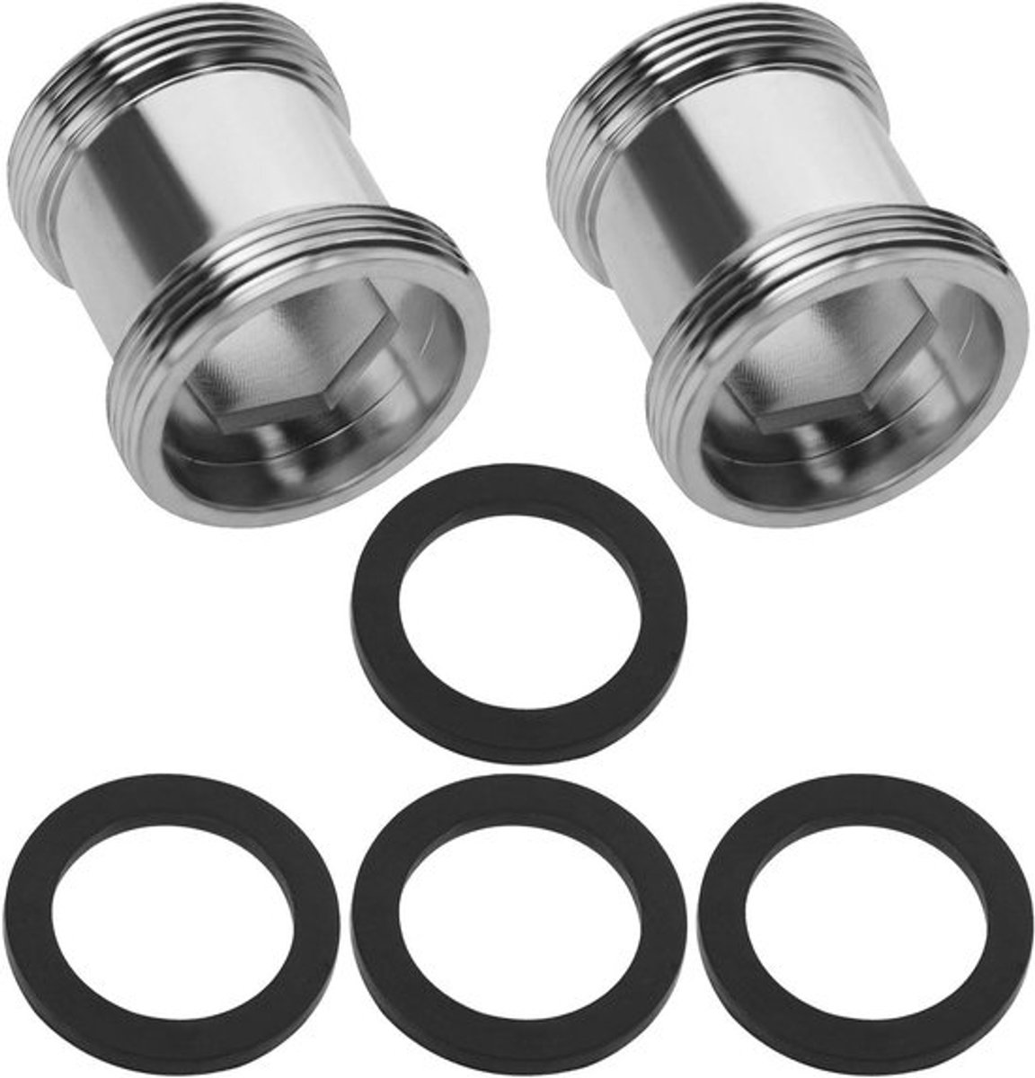 - Kraan Adapter - Mannelijke naar Buitendraad - Messing - Tap Beluchter - Keuken Badkamer Wastafel - 2 Sets - 24Mm naar 22Mm - Lengte Extension - Connector - Pakking - Geschikt voor - Keuken Badkamer Wastafel