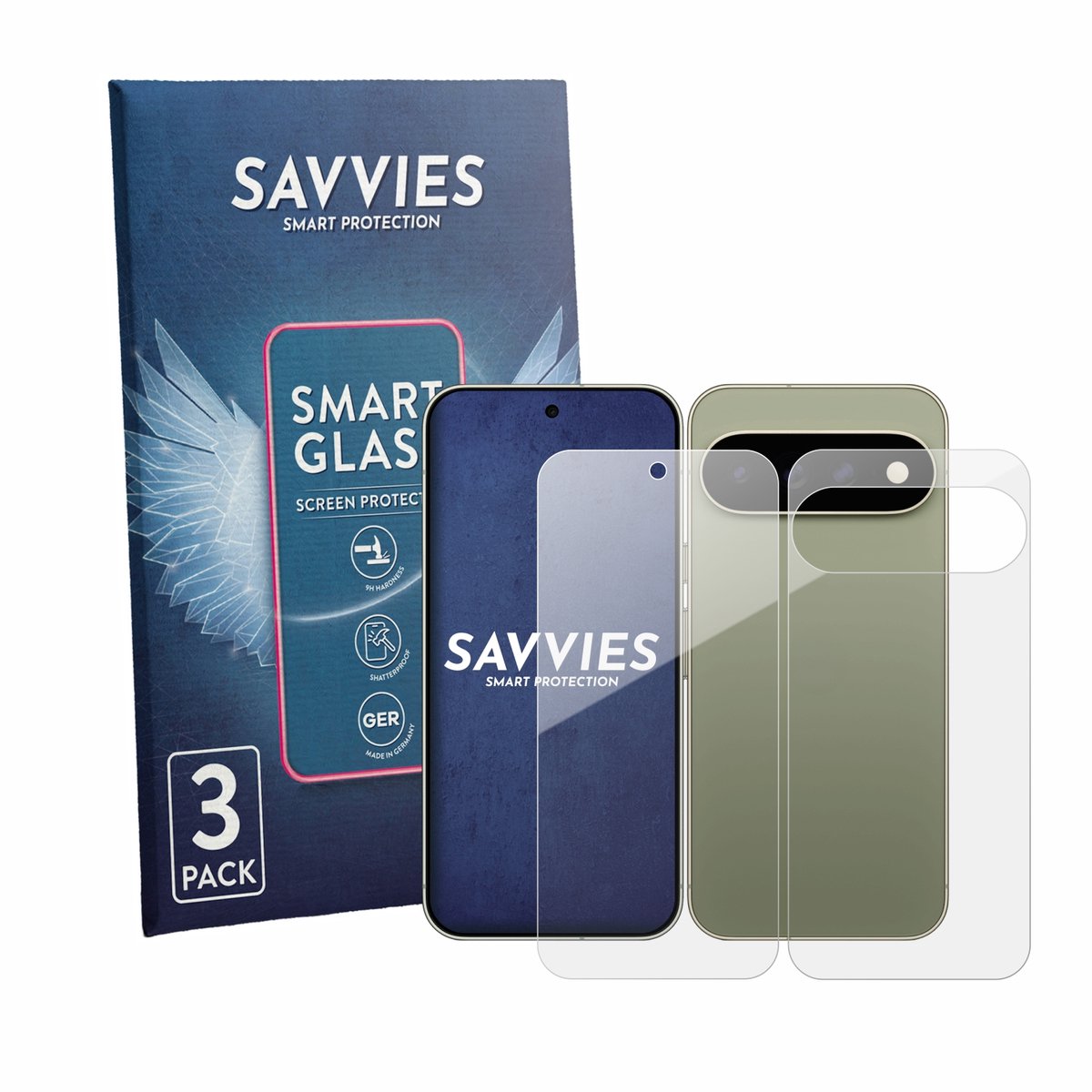 3 Stuks Savvies Screenprotector - geschikt voor Google Pixel 11 Pro XL (Voor+Achter) - beschermfolie glas transparant