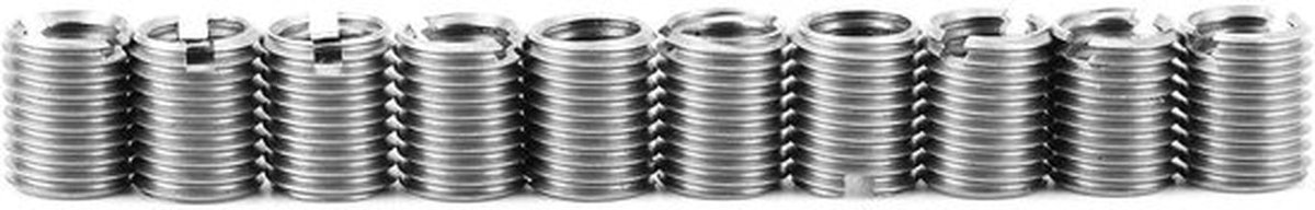 Reparatiegereedschapsset voor schroefdraad - Roestvrij staal - Moerinzet - 10 stuks - Binnendraad M8 x 1,25, buitendraad M10 x 1,25 - Geschikt voor - Zilverkleurig - Model