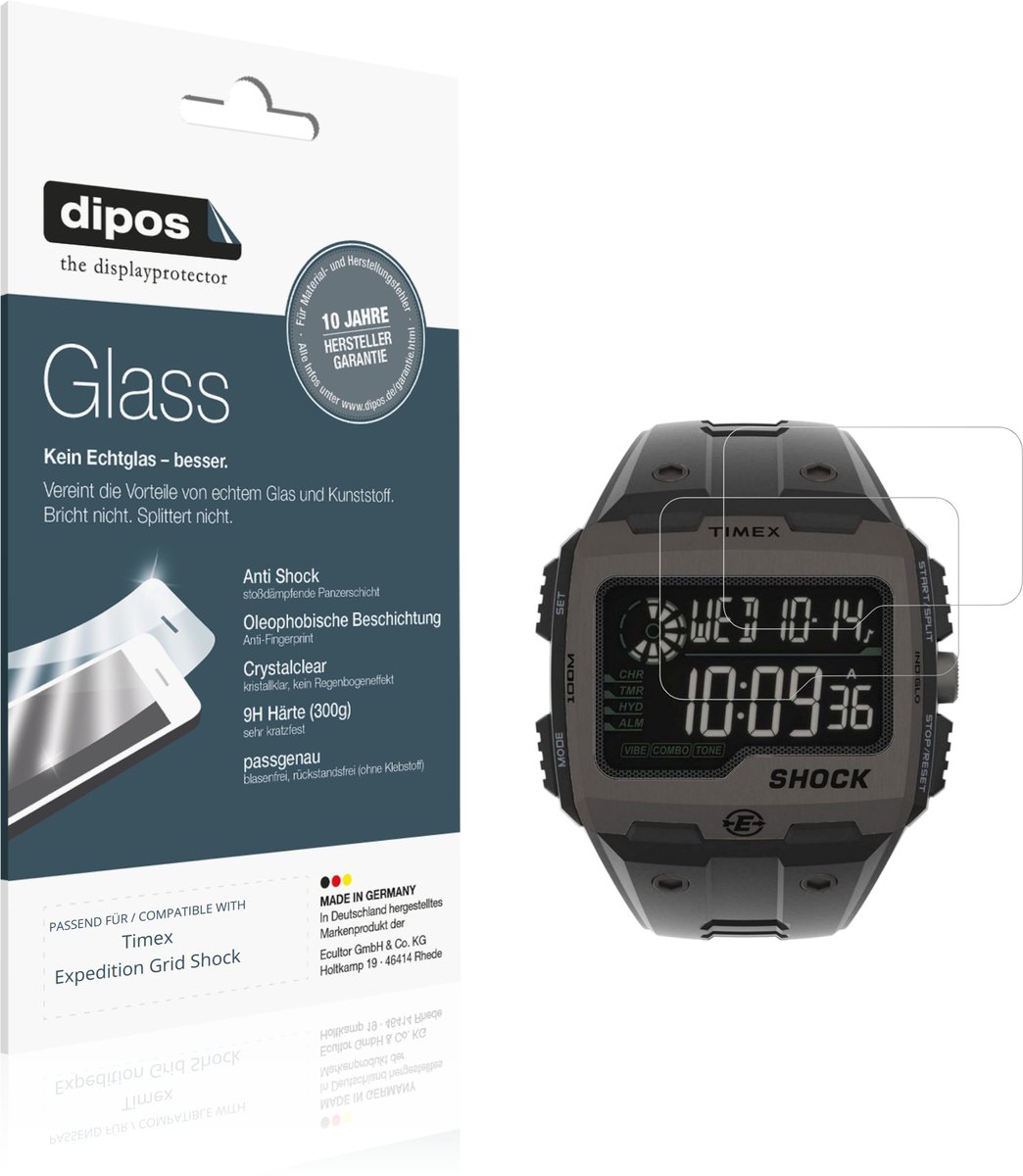 dipos – 2x Pantserfolie geschikt voor Timex Expedition Grid Shock | 9H Screenprotector