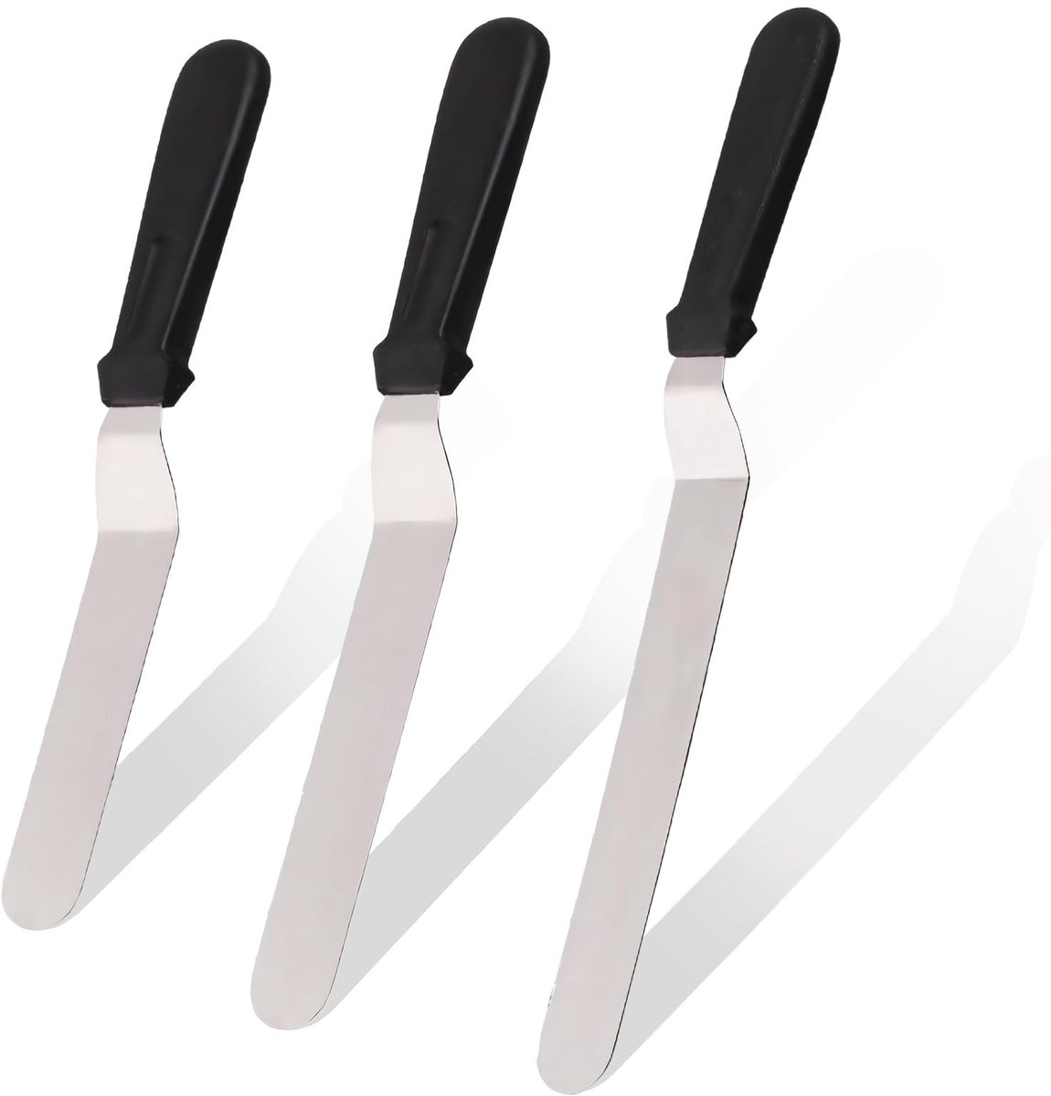 Solidchoice - Set van 3 Hoekige Spatels van RVS voor Taartdecoratie